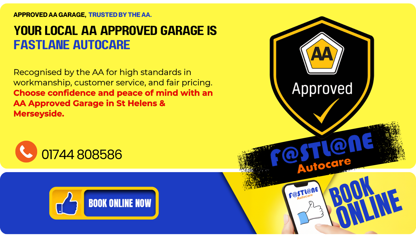 Your local AA approved garage is Fastlane Autocare in the North West & North Wales : AA Approved Garage St Helens, Merseyside & North West : Where Is The nearest AA Approved Garage In The North West :, St Helens & Merseysdie : Will The AA take My Car To A Garage?